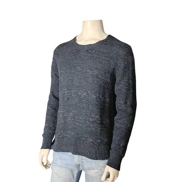 VTG ACA JOE Knitted Pullover Crewneck Sweater Size Large Steel Blue 100% Cotton - Picture 3 of 8